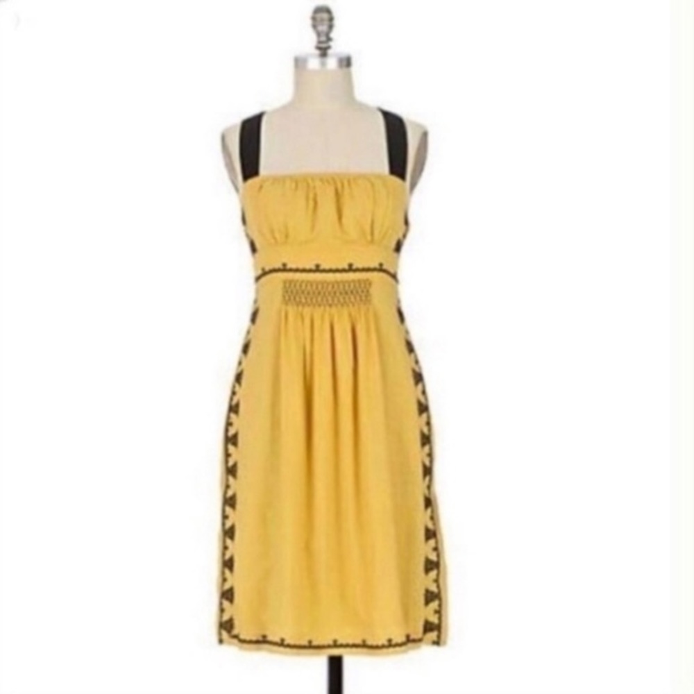 Anthropologie Floreat California Iris Yellow Dress